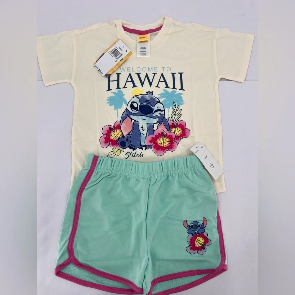 Disney 2-Piece Stitch Kauai Chief Cotton T-Shirt and French Terry Shorts Set